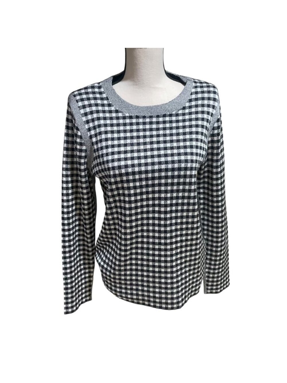 sonia rykiel checked knit top